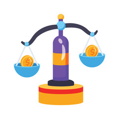 Check out handy 3d icon of price comparison scale