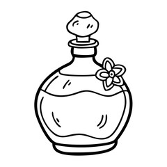 Obraz premium Vintage Perfume Bottle Vector Illustration Ideal for Coloring Books and Tattoo Designs