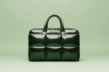 Stylish green quilted handbag displayed against a soft green background, perfect for fashion enthusiasts and seasonal wardrobe updates