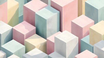 Obraz premium A repeating pattern of 3D isometric cubes with a pastel gradient, representing modern design and creativity