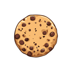 Chocolate chip cookie, depicted from a top-down perspective against a white background