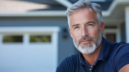 Obraz premium Mature Gray Haired Businessman Posing Outdoors with Serious Contemplative Expression Suggesting Experience Leadership and Professionalism in Urban City Setting