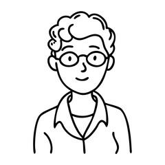 Obraz premium Cartoon Character Smiling Face with Glasses Line Art Illustration