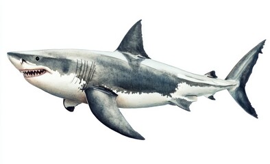 Obraz premium Great Shark Swimming Deep
