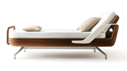 Contemporary Bed: An elegant, modern bed with a sleek design and comfortable pillows, designed for relaxation and aesthetic appeal. 