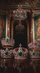 Obraz premium Regal Crowns Adorn Opulent Palace Interior