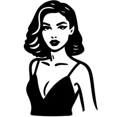 Elegant Woman in Vintage Style Vector Art for Tattoos and Crafts