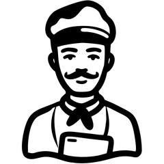 Fototapeta premium Vintage Mustachioed Man Avatar Vector for Graphic Design and Logo Creation