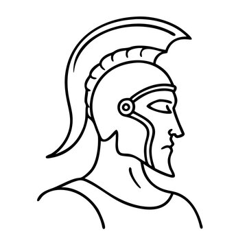 recommend clip art: Spartan Warrior Helmet Profile Line Art Detailed Vector Illustration