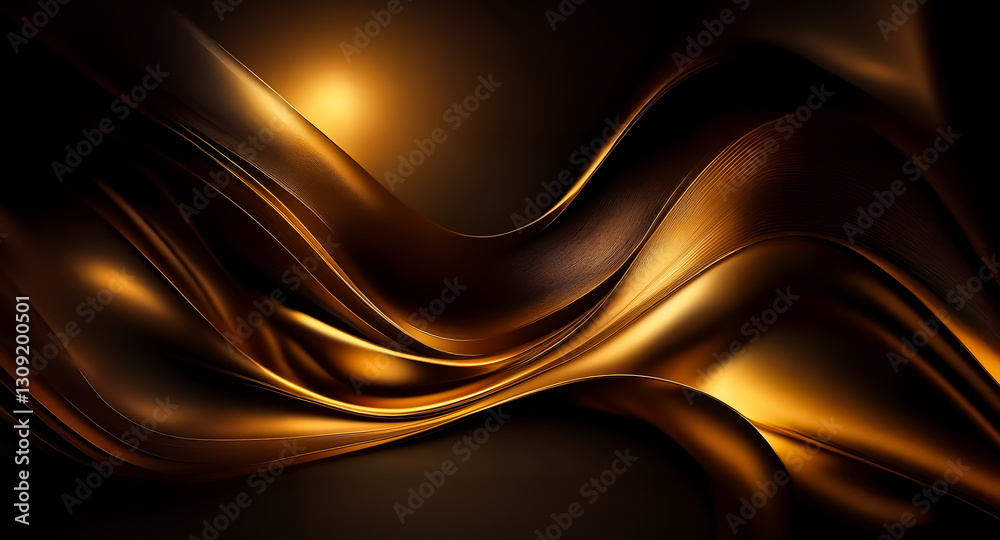 Aufkleber elegant golden waves flow gently across a dark backdrop, creating a visually rich, sophisticated, an