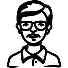 Fototapeta premium Male Portrait Vector Illustration with Glasses for Digital Use and Design Projects