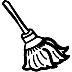 Simple Vector Illustration Broom Black Outline for Cleaning Services and Educational Use