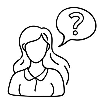 recommend clip art: Female Silhouette with Question Mark Thought Bubble Line Art for Problem Solving Concepts