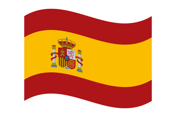 Obraz premium Wavy national flag of Spain, isolated on a transparent background. High quality vector illustration
