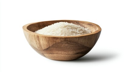White Rice in Wooden Bowl
