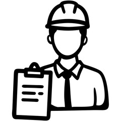 Construction Safety Engineer with Clipboard for Workflow Manuals
