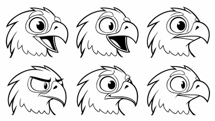 Obraz premium Cartoon Bird with Various Facial Expressions, Showing Happiness, Sadness, Anger, and Surprise, for Children's Illustration