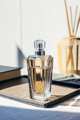A glass perfume bottle, elegant and timeless, showcasing its luxurious design and the allure of fine fragrance