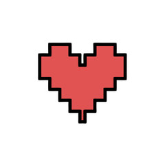 Obraz premium Red Pixelated Heart Vector for Retro Gaming and Digital Design