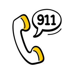 Emergency Hotline 911 Phone Vector Design for Safety Awareness