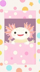 Axolotl in Pastel Pink Polka-Dot Box