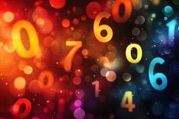 Colorful Abstract Background with Numbers and Bokeh Effect