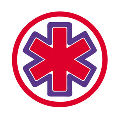 Obraz premium Medical Star of Life Symbol in Red and Purple Vector Illustration