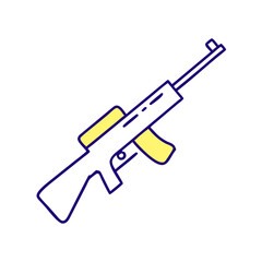 Minimalist Vector Illustration of Assault Rifle in Simple Outline Style