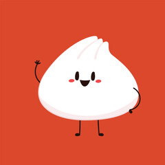 Chinese Steam Bun illustration vector. Asian food vector illustration. Baozi or bao is Chinese food.