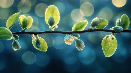 Delicate Spring Branch in Dawn Light