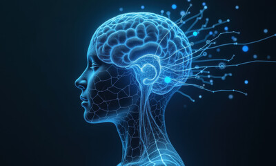Obraz premium AI Brain, Neural Network, Digital Mind - Artificial Intelligence