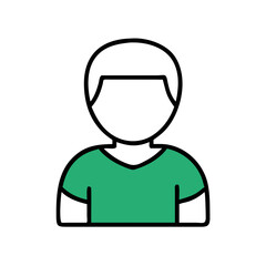 Obraz premium Minimalist Vector Illustration Blank Avatar in Green Shirt for User Profile Design