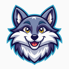 Forest animal Cartoon Fox in Nature, Cute gray kind wolf. Children's illustration on white background