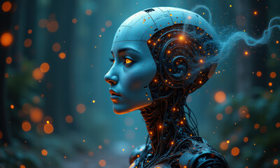AI Cyborg Woman, Futuristic Robot, Sci-Fi - AI and Artificial Intel.