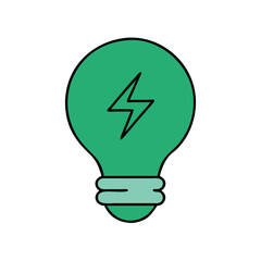 Fototapeta premium Green Lightbulb with Lightning Bolt for Renewable Energy and Innovation