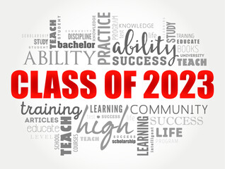 CLASS OF 2023 word cloud collage, education concept background