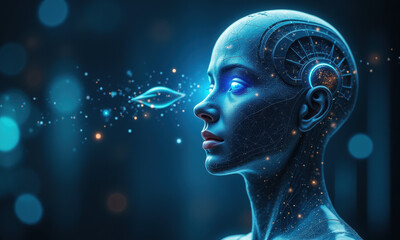 AI Woman, Futuristic Cyborg, Digital Art - AI Art