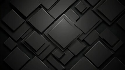 Geometric design featuring overlapping black squares on a dark textured background creating a modern abstract composition