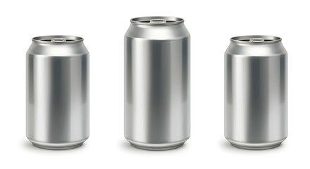 Aluminum soda can isolated on white background