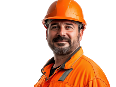Isolated Construction Worker Smiling
