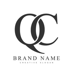 QC trendy logotype template. Initial letter q and c classic font style. Creative logo for company name or identity.
