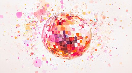 Colorful Abstract Disco Ball Artwork