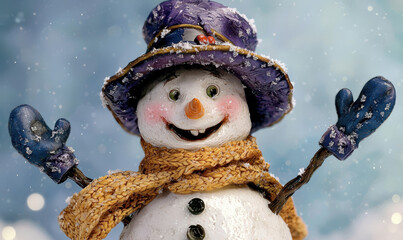 Delightful Snowman Smiling in Winter Wonderland: Embrace the Joyful Spirit of the Season with a Whimsical Touch