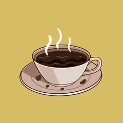 Obraz premium Hot coffe with coffe seeds