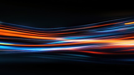 Abstract light trails, dynamic motion, dark background, energy
