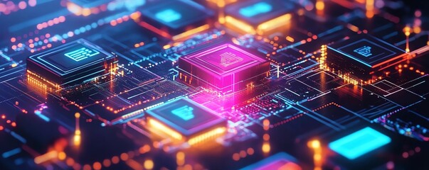 Fototapeta premium Digital tech network structure, blockchain with interconnected tokens, innovative crypto finance ecosystem, global digital asset exchange, secure and versatile finance platform