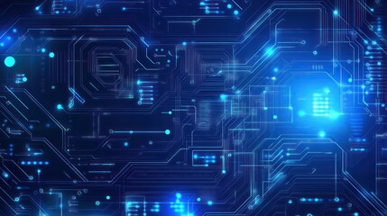 Abstract glowing circuit board, technology background