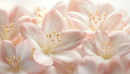 Fototapeta premium Close-Up, High-Definition Photograph of Delicate Light Pink and White Flower Petals, Soft Texture