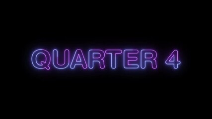 quarter 4 symbol. concept words quarter 4 bright glowing neon effects, vibrant and colorful text animation on transparent background