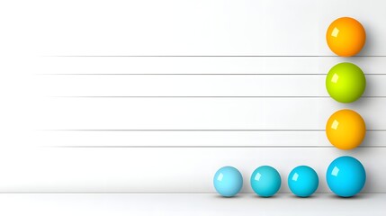 Colorful Glossy Spheres on White Wood Background